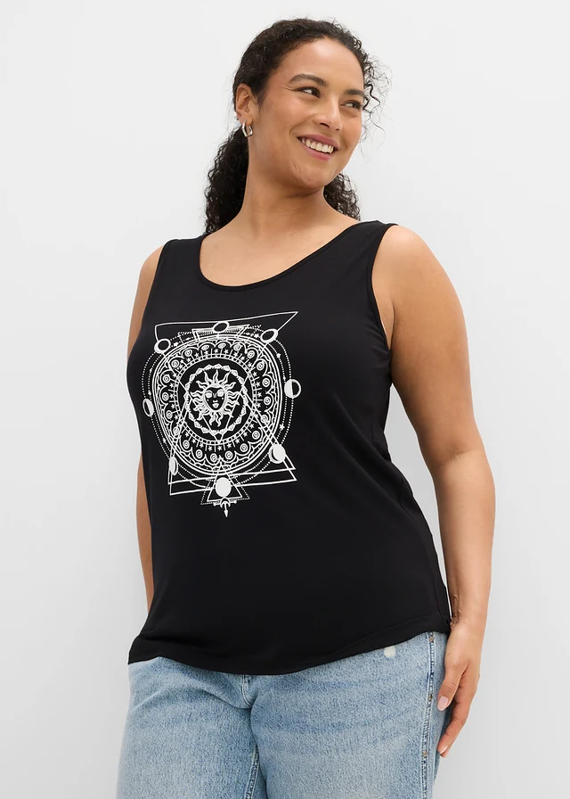 Shirt met print, Kleur: zwart met print