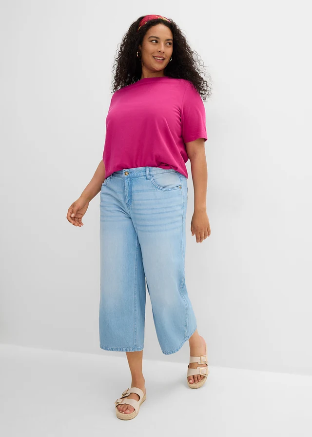 T-shirt (set van 8), Kleur: zwart-wit-lichtgrijs gemêleerd-donkerblauw-fuchsiapink
