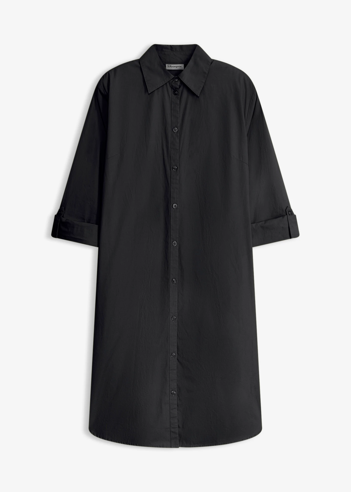 Rochie-cămașă din poplin de bumbac • negru • magazin bonprix
