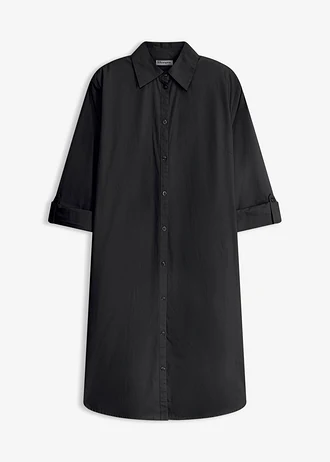 Overhemdjurk van katoenpopeline • zwart • bonprix online shop
