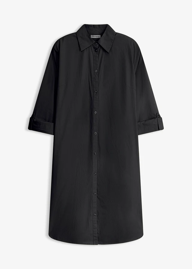 Robe-chemise en popeline de coton, Couleur: noir