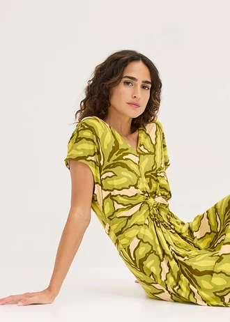 Jersey jurk in een zachte viscosemix • groen gebloemd • bonprix online shop