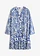 Rochie de plajă din viscoză fluidă, culoare: alb-albastru santorini