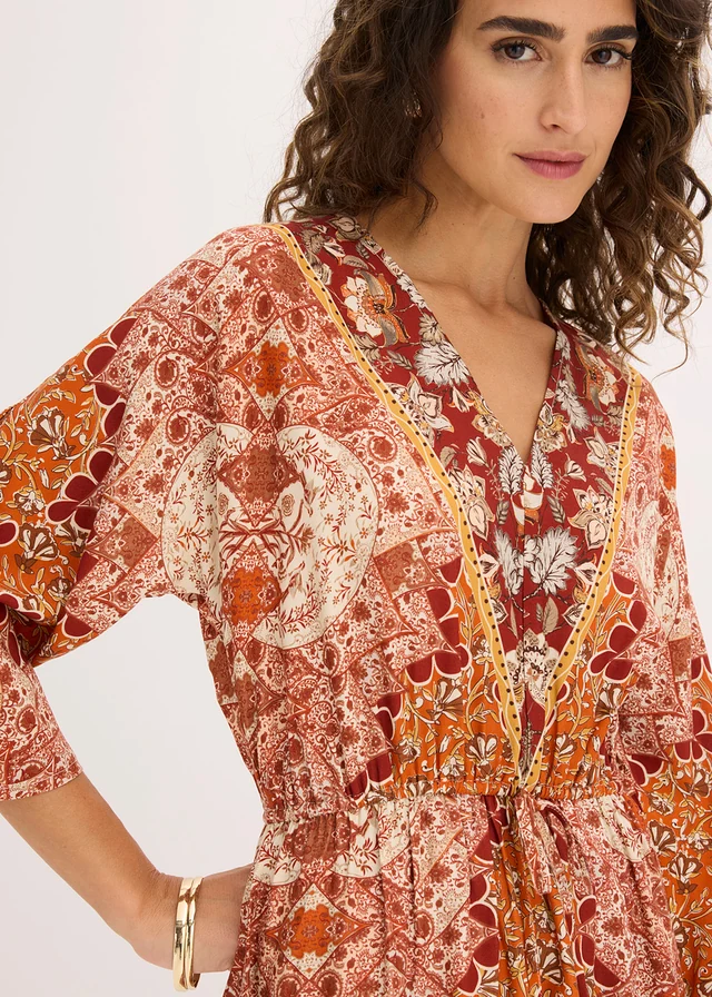 Robe longue en viscose fluide • marron imprimé • product-page.page-title-suffix