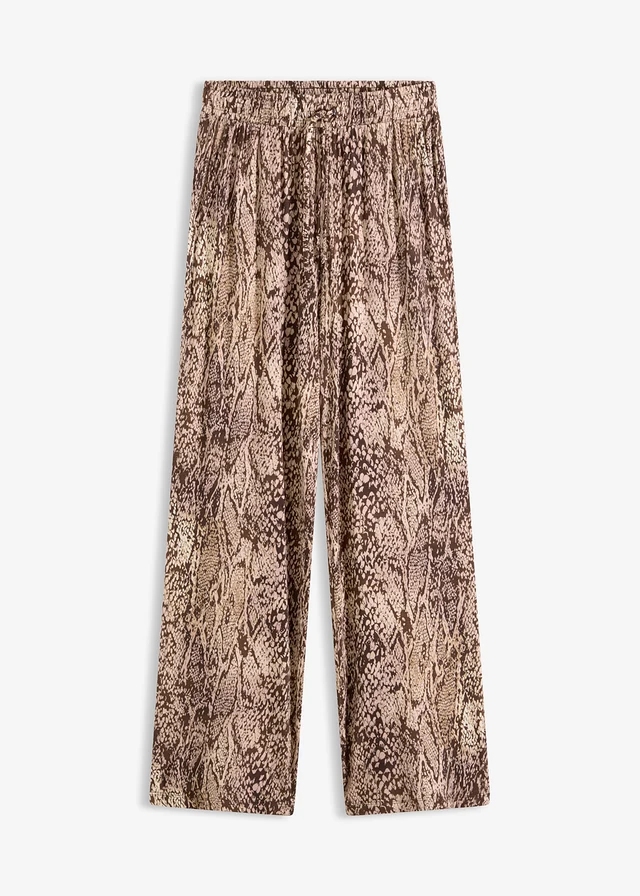 Jersey broek van soepele viscose • lichtsand slangenprint • product-page.page-title-suffix