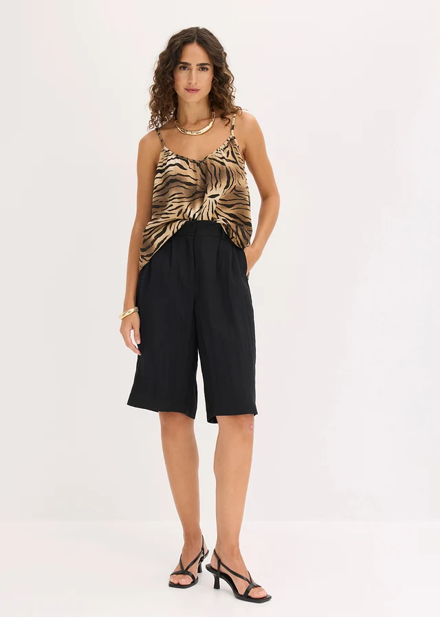 Lot de 2 tops fluides en jersey viscose à bretelles spaghetti • camel mat imprimé + marron foncé • product-page.page-title-suffix