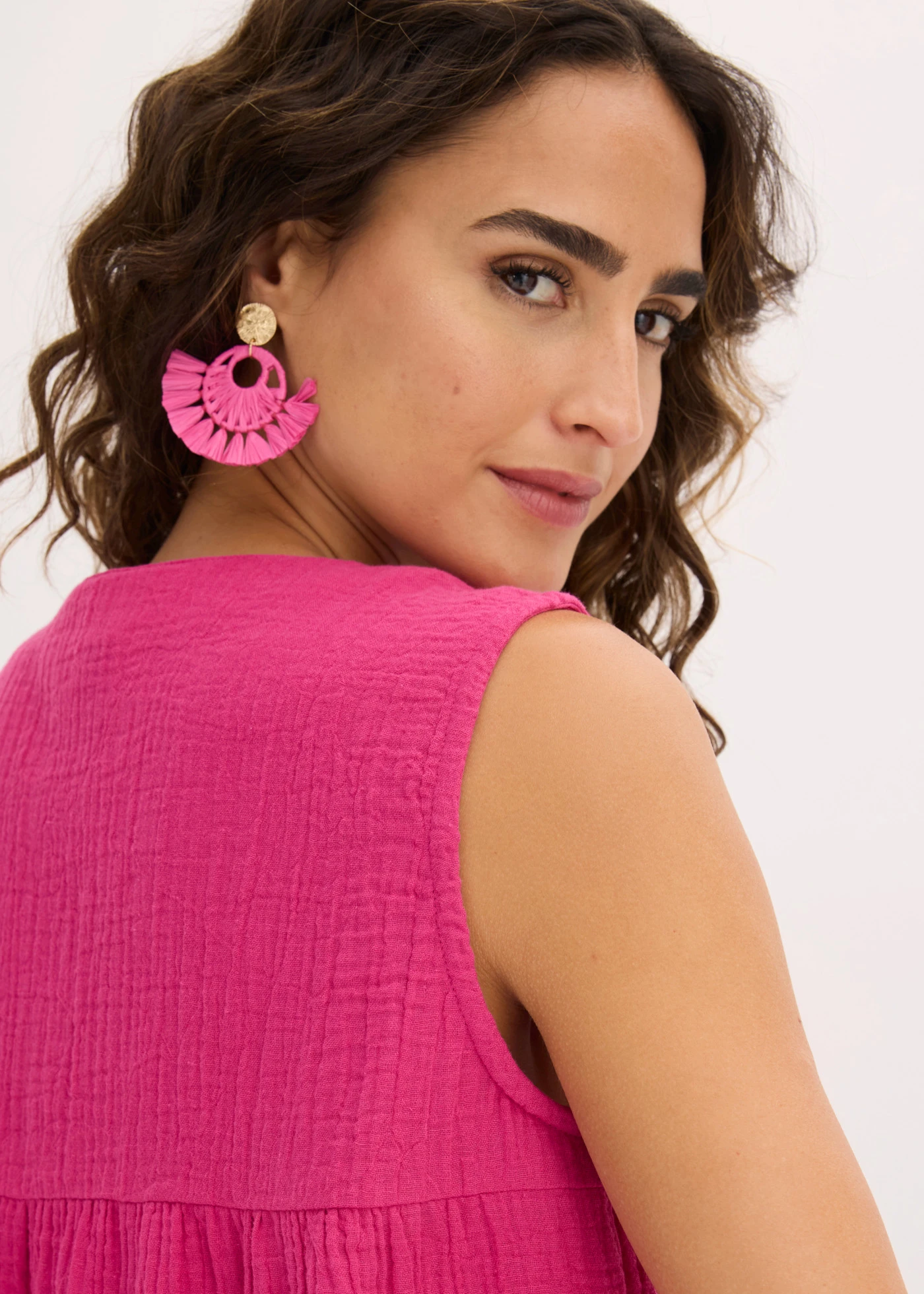 Halenkový top z mušelínu • fuchsiově pink • bonprix obchod