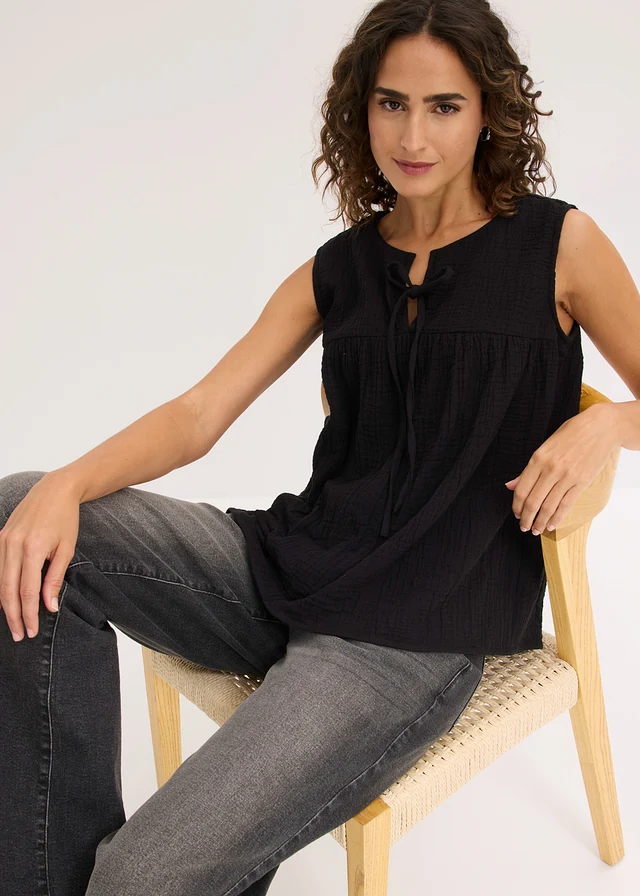 Blousetop van mousseline • zwart • product-page.page-title-suffix