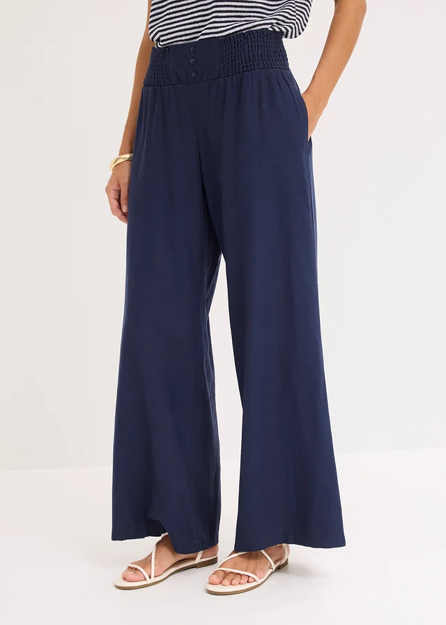 Pantaloni marlene din material vaporos cu in • bleumarin • magazin bonprix