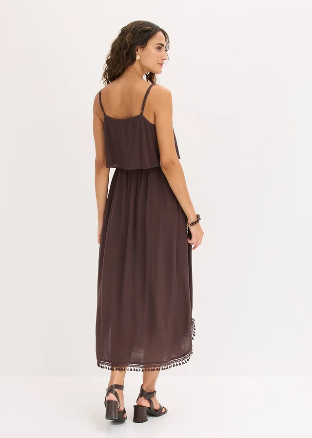 Rochie maxi din viscoză cu textură • maro închis • magazin bonprix