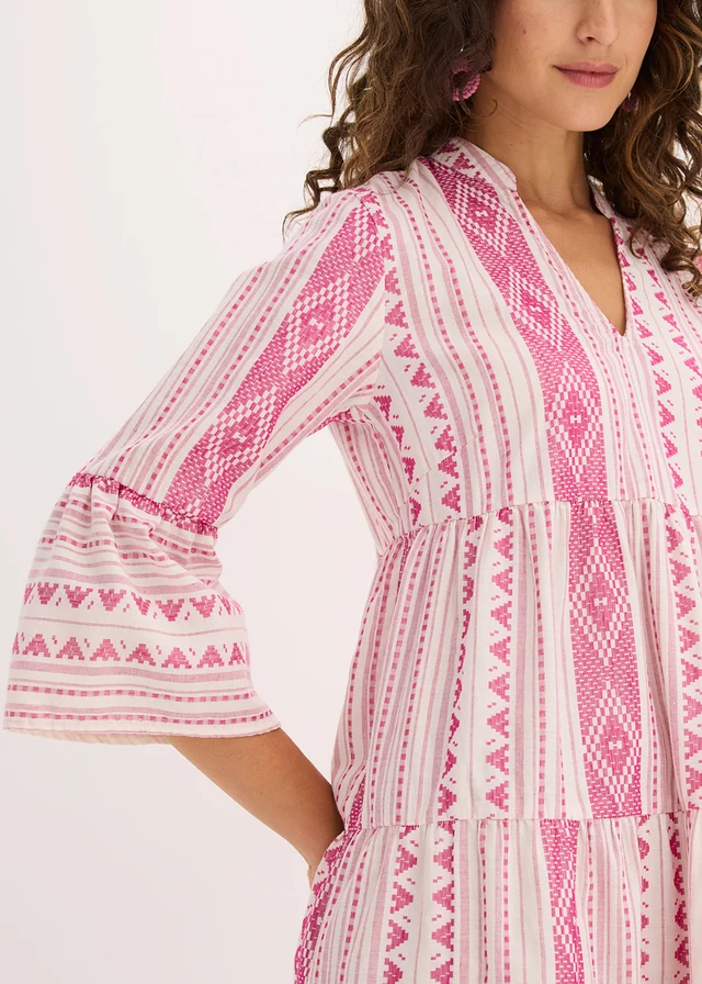 Tuniekjurk van een katoenmix • wolwit-middenfuchsia • product-page.page-title-suffix
