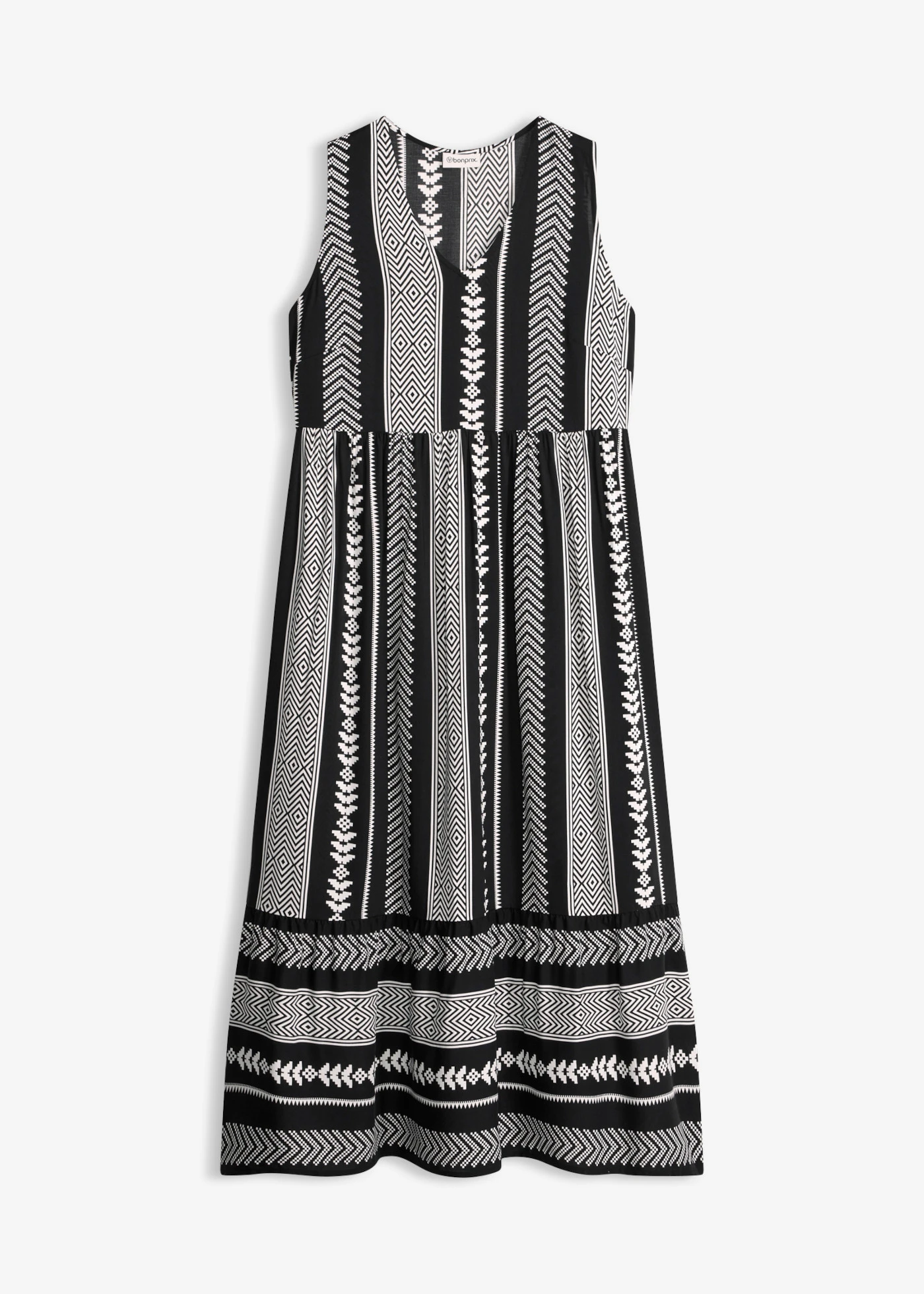 Robe longue et fluide en viscose • noir-écru • product-page.page-title-suffix