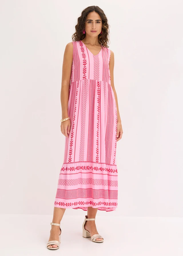 Maxi jurk van soepele viscose • rood/roze • product-page.page-title-suffix