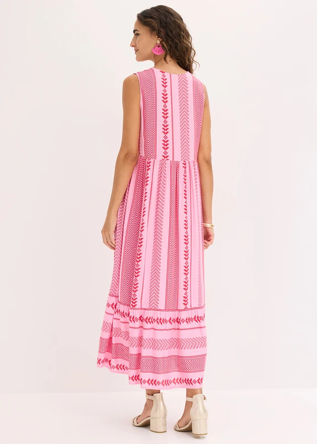 Rochie maxi din viscoză fluidă • roșu/roz pal • magazin bonprix