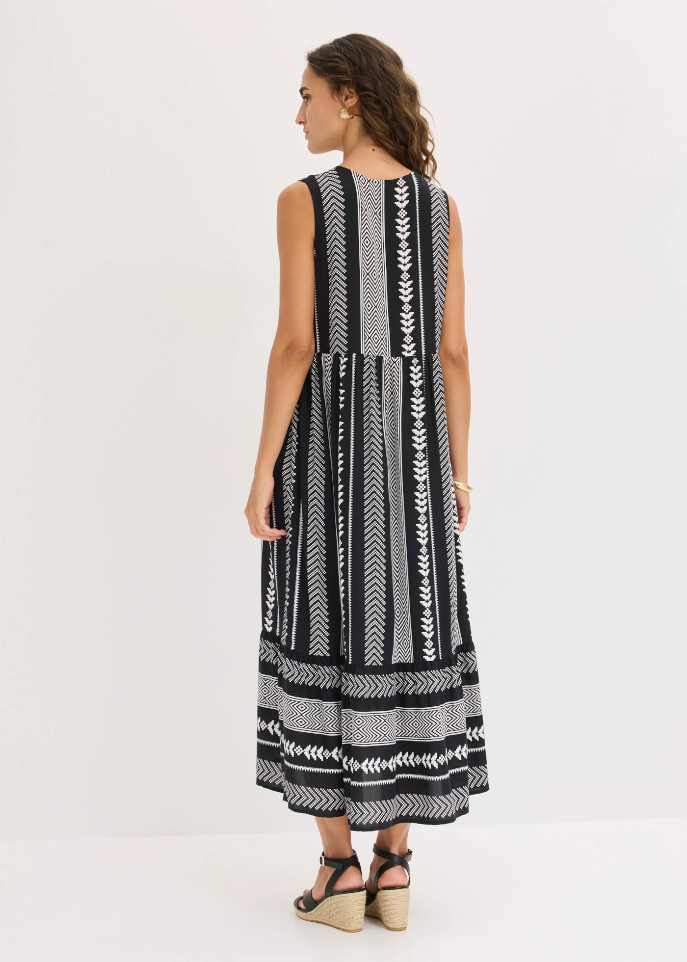 Maxi jurk van soepele viscose • zwart/wolwit • product-page.page-title-suffix