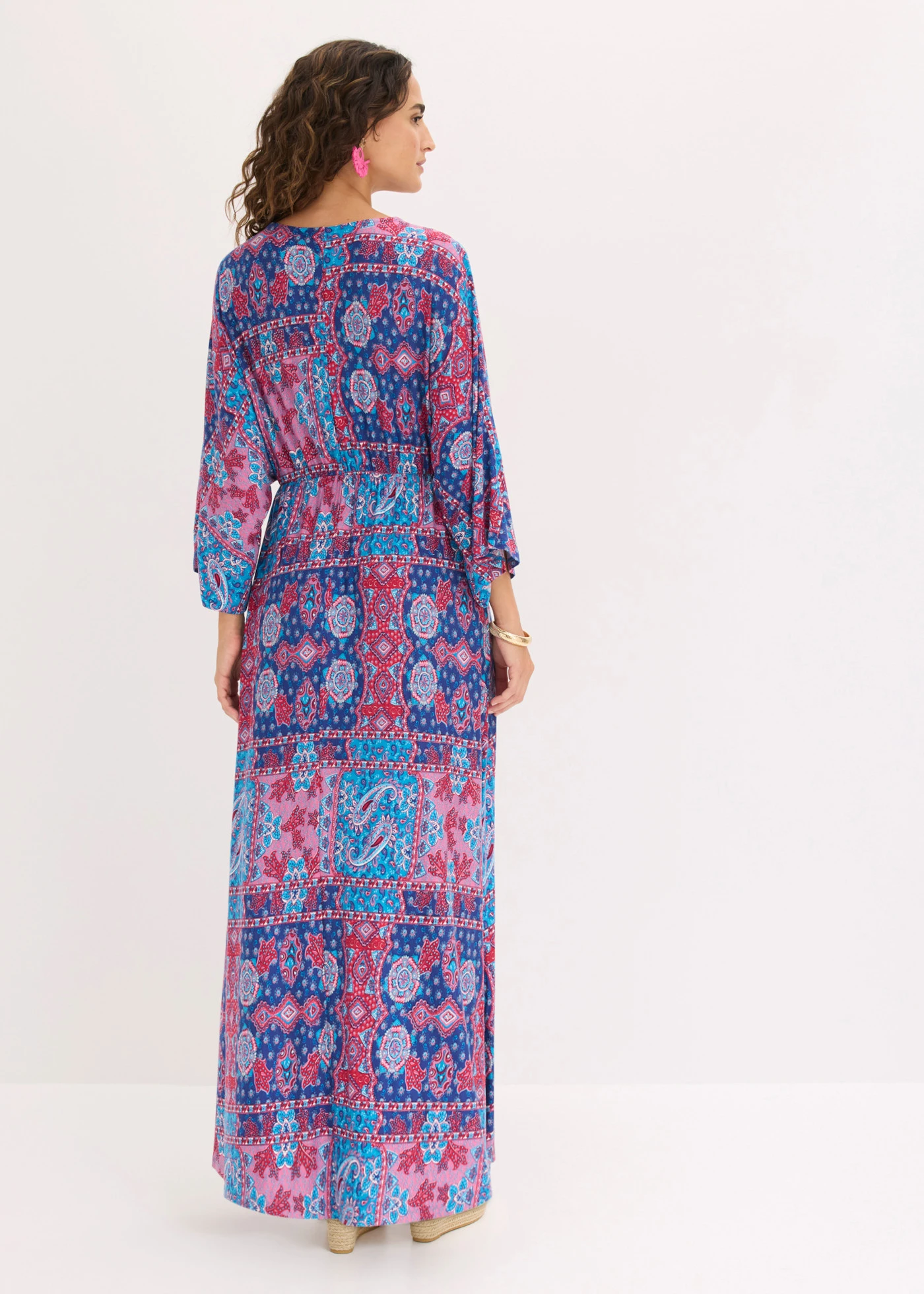 Jersey jurk in een zachte viscosemix • blauw met print • bonprix online shop