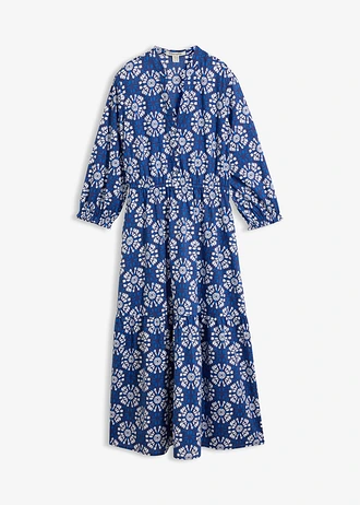Robe longue et ample 100% coton • bleu arctique-blanc-bleu nuit imprimé • Boutique bonprix