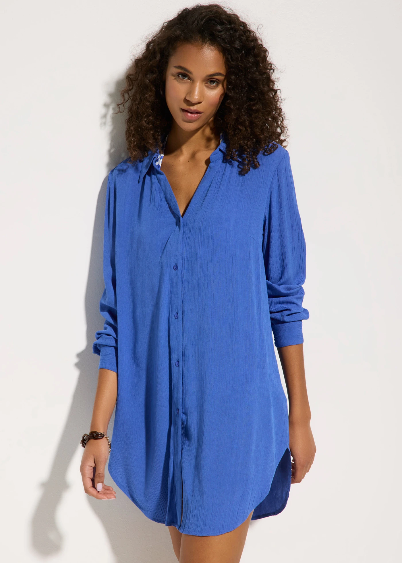 Lange strandblouse van viscose • blauw • product-page.page-title-suffix