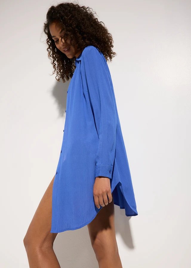 Lange strandblouse van viscose • blauw • product-page.page-title-suffix