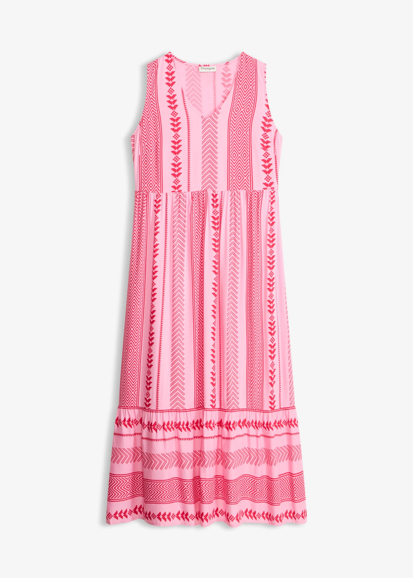 Rochie maxi din viscoză fluidă • roșu/roz pal • magazin bonprix