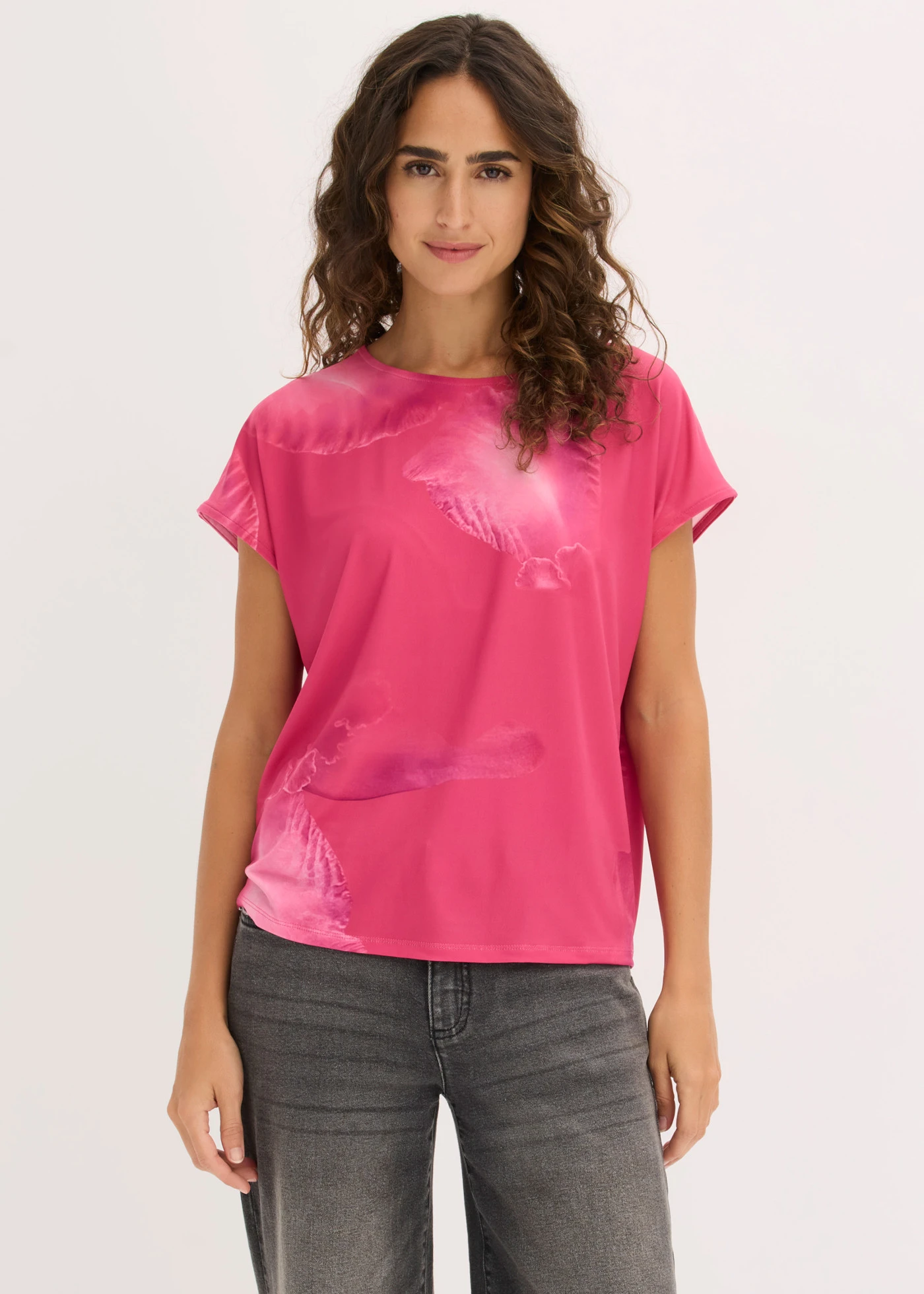 Koszulka • różowy „pink lady” w kwiaty • sklep bonprix