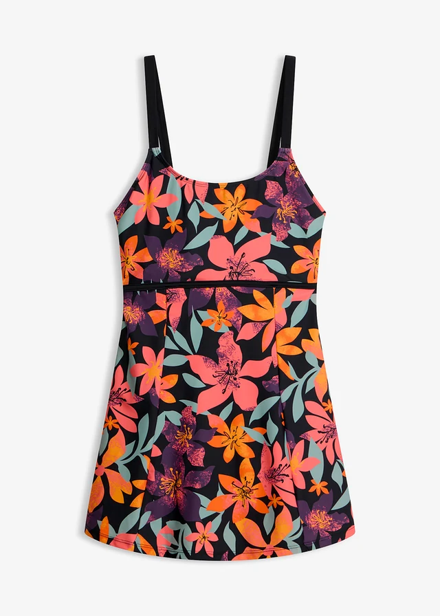 Robe de bain séchage rapide, Couleur: noir/multicolore floral