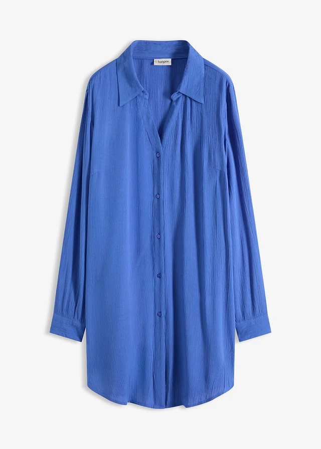 Robe-chemise de plage en viscose fluide, Couleur: noir