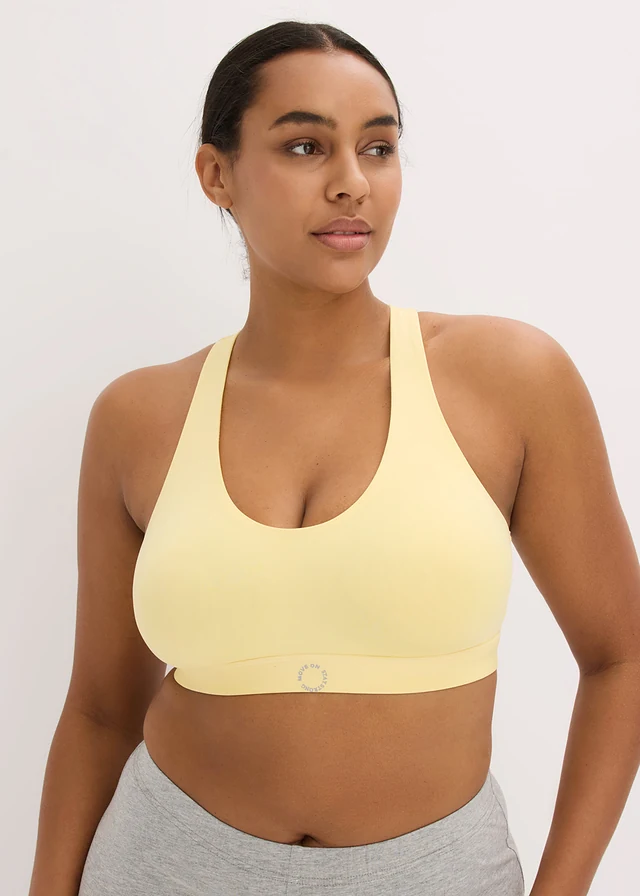 Sportbh met racerback en lichte steun, Kleur: lichtgeel