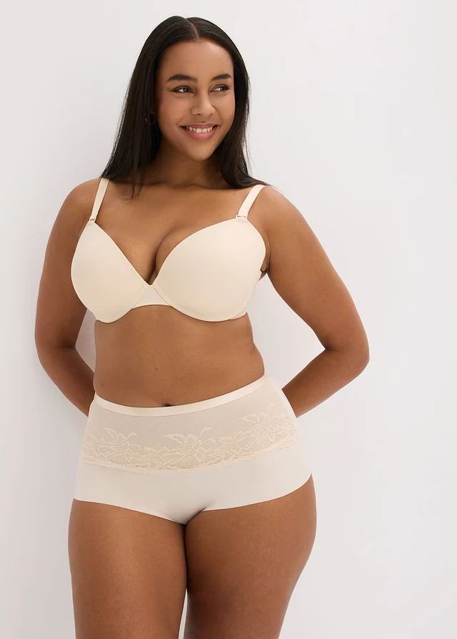 Licht corrigerende lasercut slip (set van 2), Kleur: zwart+sandbeige