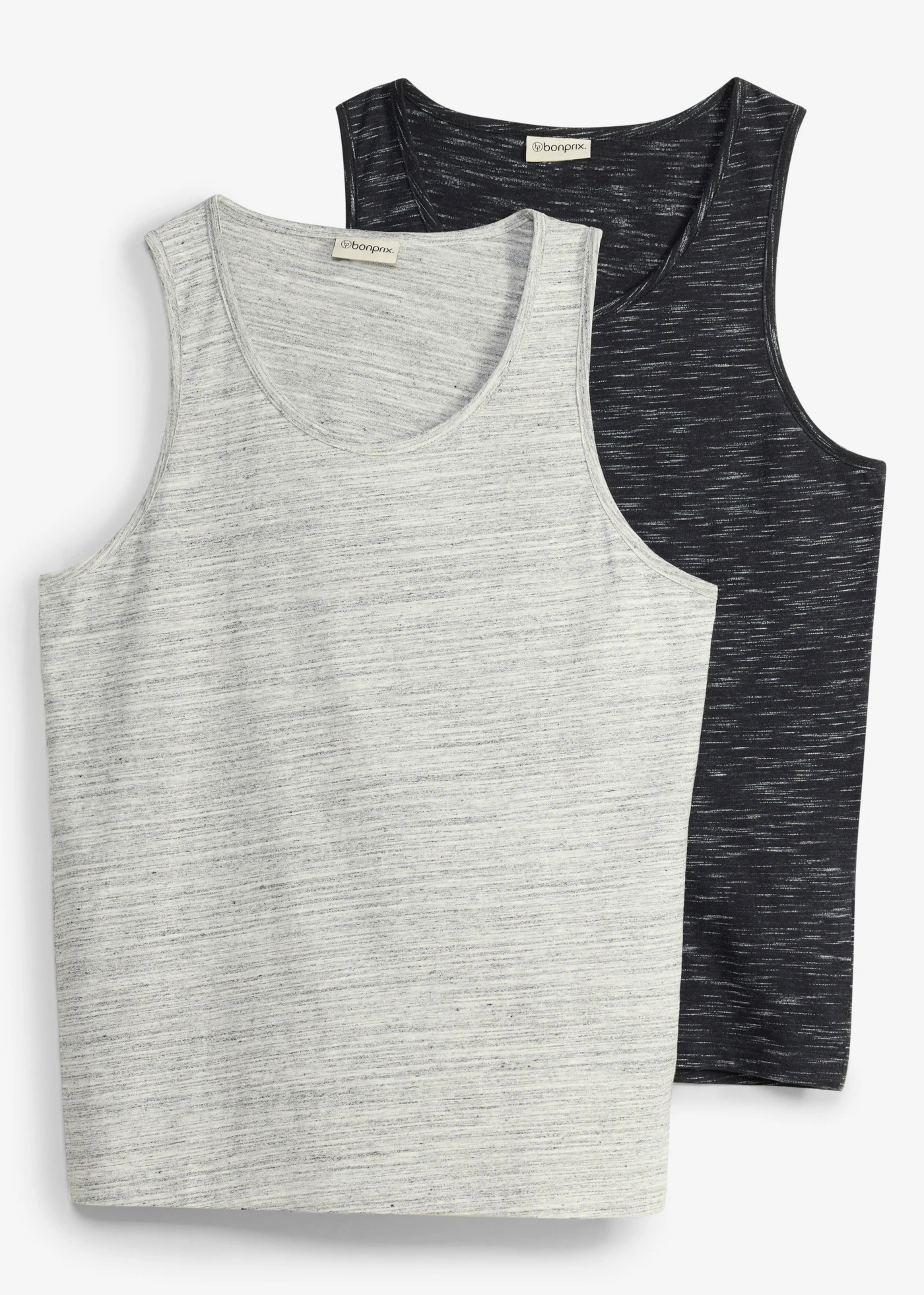 Tanktop (set van 2) • zwart gemêleerd+lichtgrijs gemêleerd • bonprix online shop