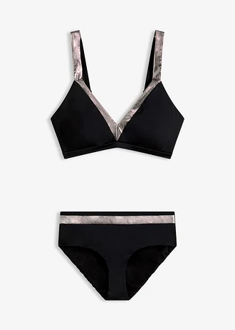 Bikini met zilverkleurige inzetstukken (2-dlg. set)