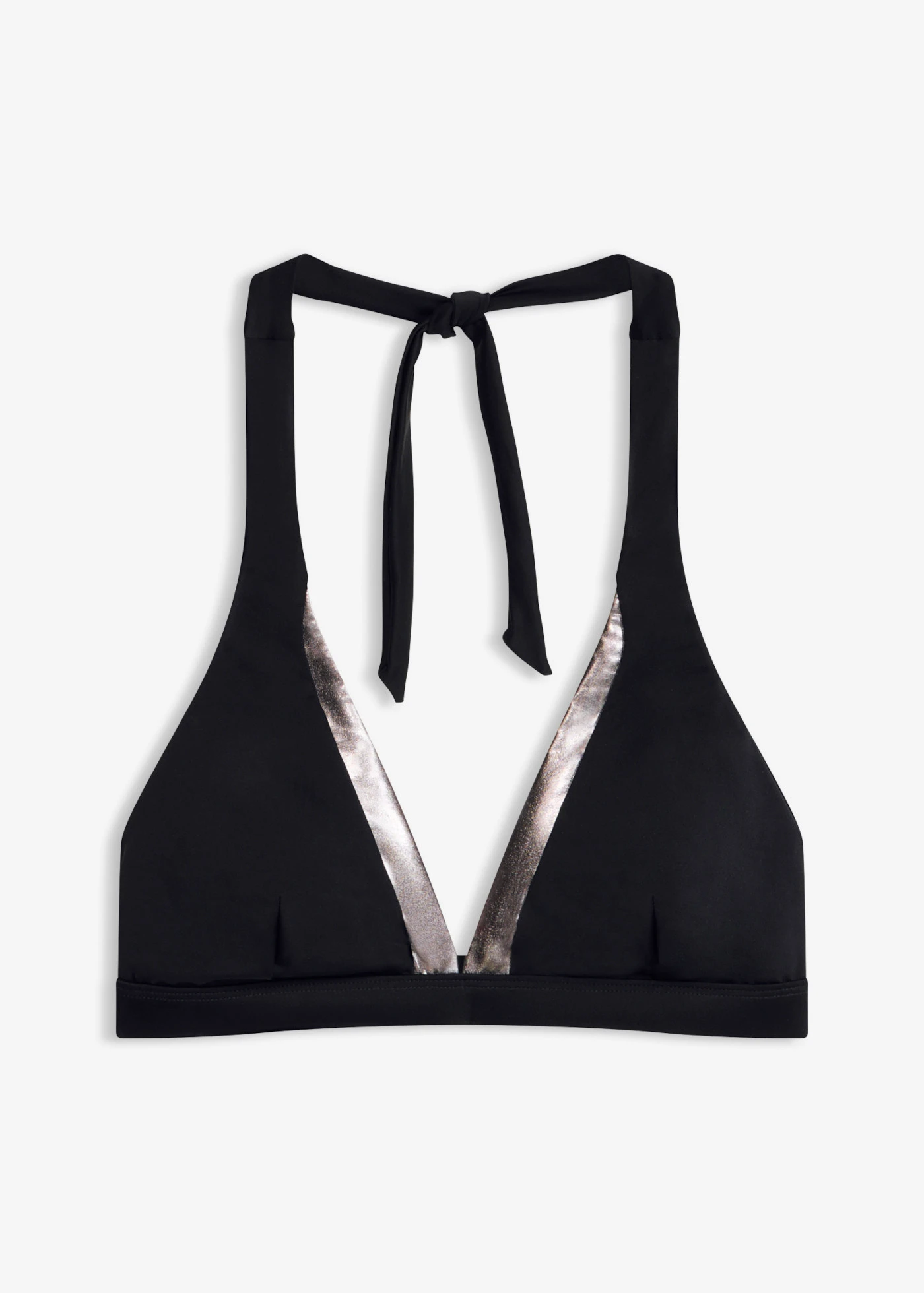 Biustonosz bikini z ramiączkami łączonymi na szyi • czarno-srebrny • sklep bonprix