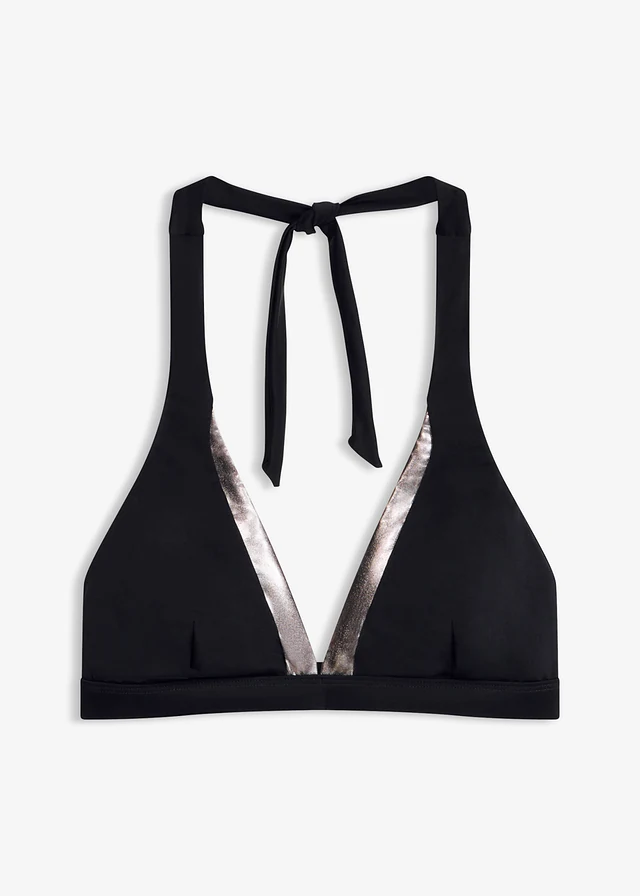 Bikinová podprsenka neckholder, farba: čierna/strieborná