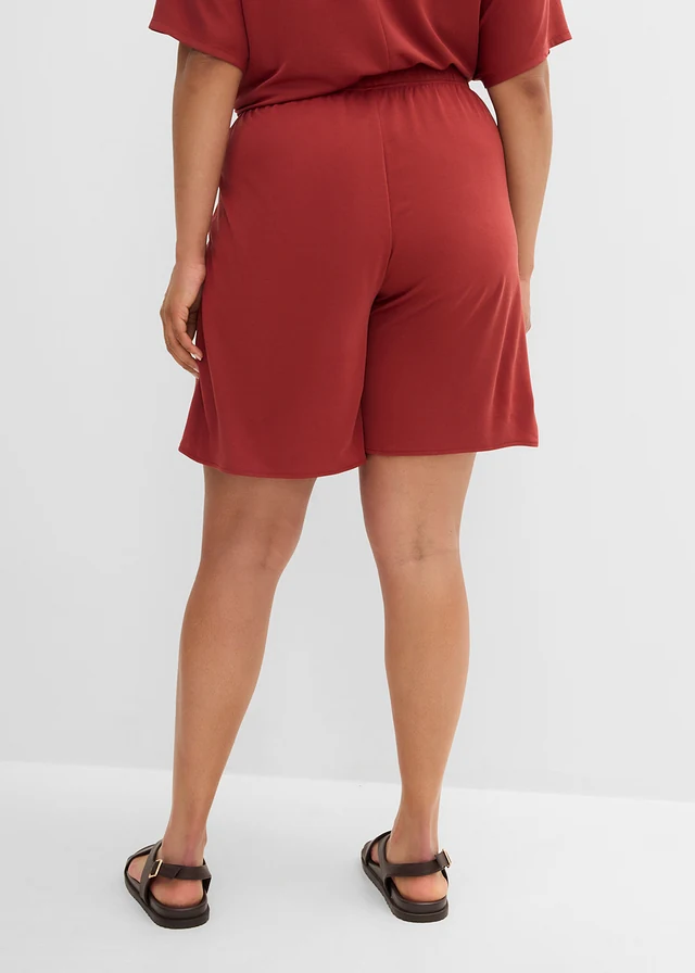 Bermuda taille extensible en matière douce, Couleur: rouge désert