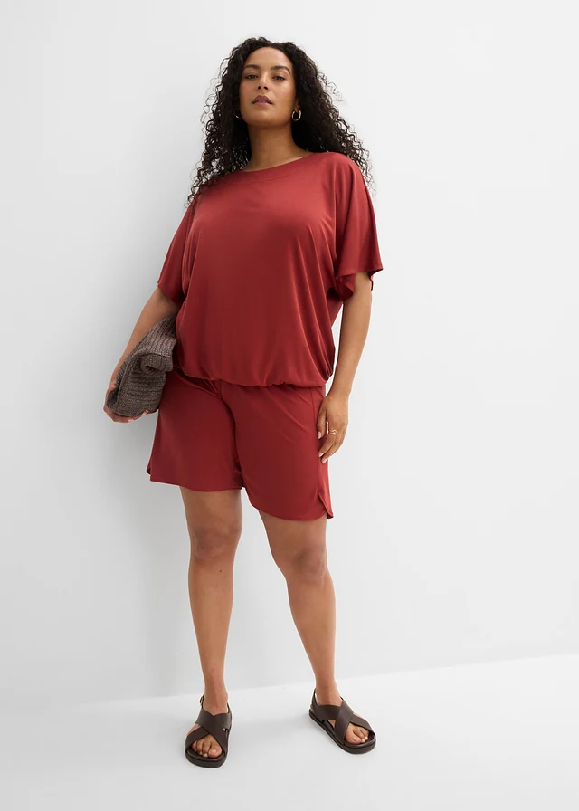 Instap bermuda van een zachte viscosemix, Kleur: woestijnrood