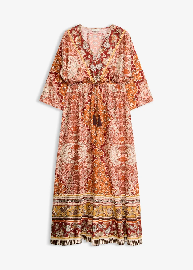 Gedessineerde maxi jurk van soepele viscose • bruin gedessineerd • product-page.page-title-suffix