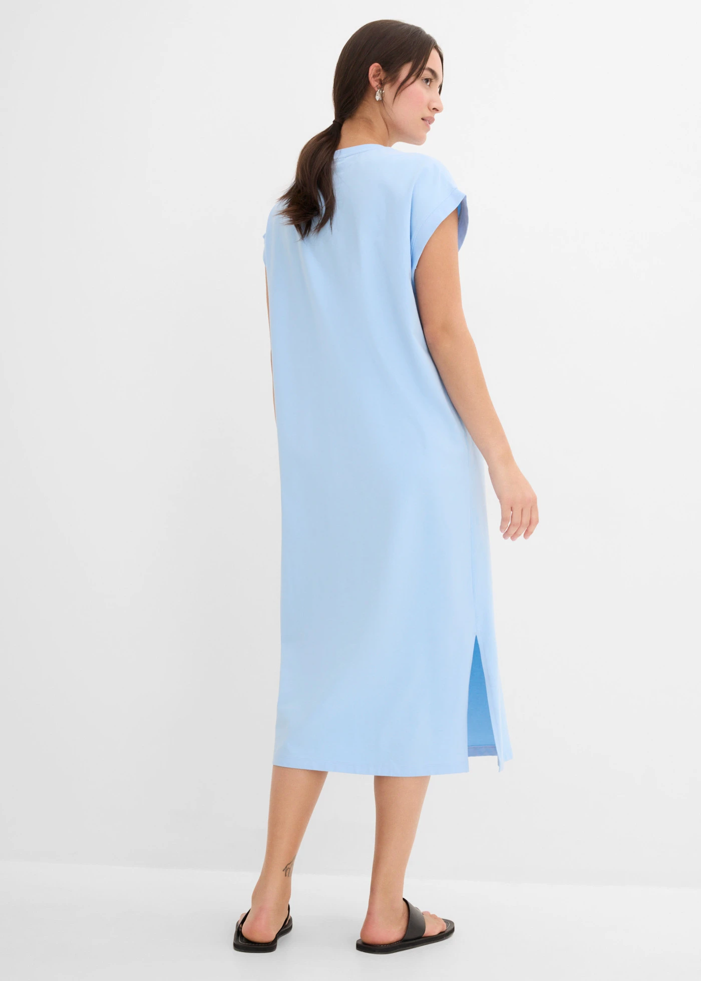 Rochie din jerse din material cu bumbac organic • bleu • magazin bonprix