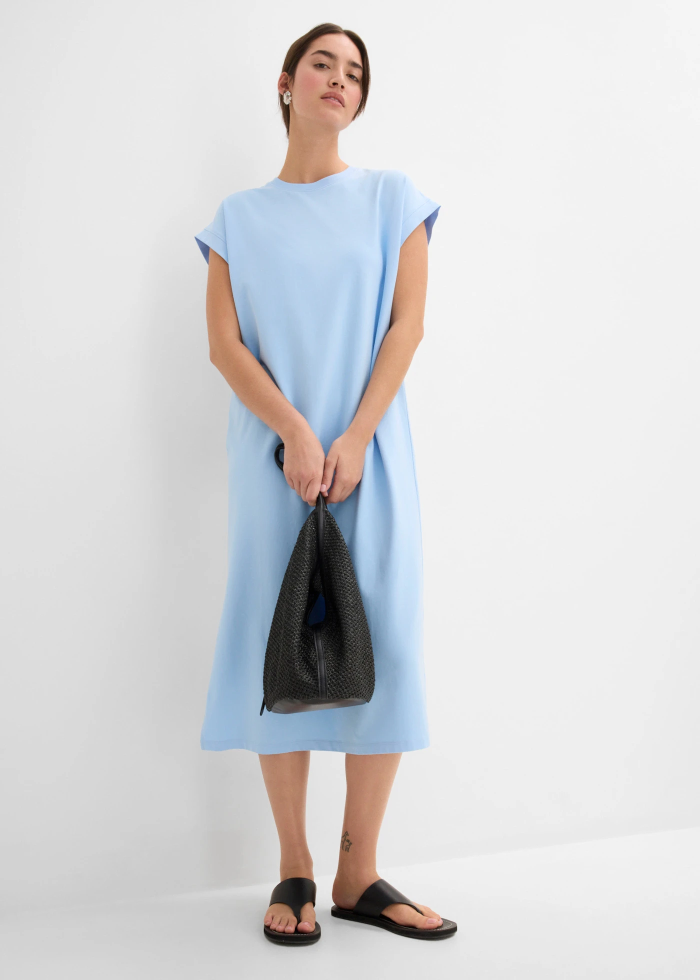 Rochie din jerse din material cu bumbac organic • bleu • magazin bonprix