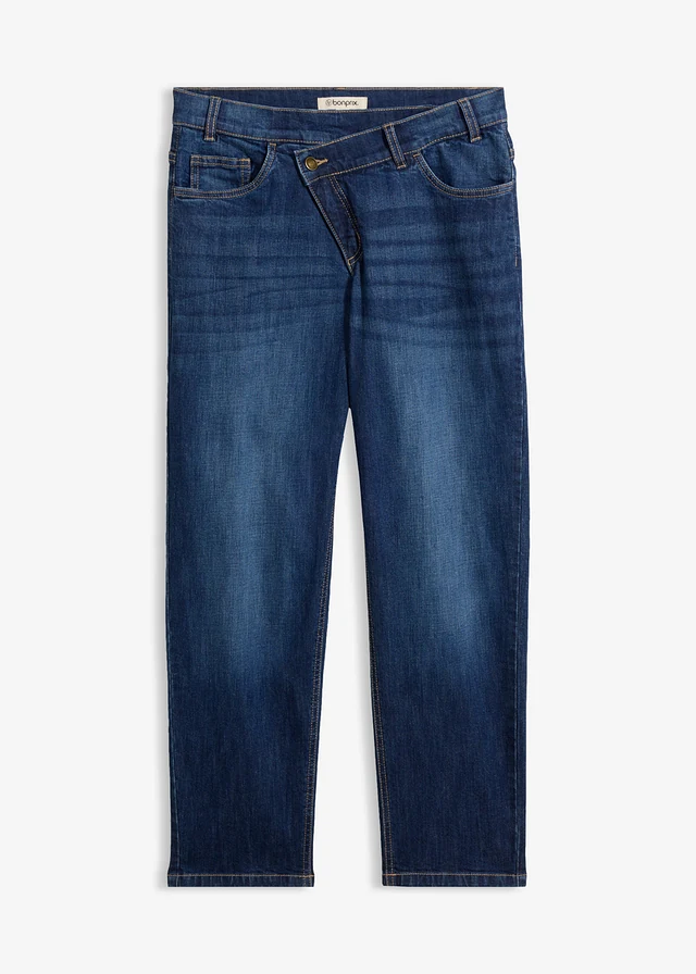Mom-farmer High Waist • sötétkék denim, használt hatású • bonprix áruház