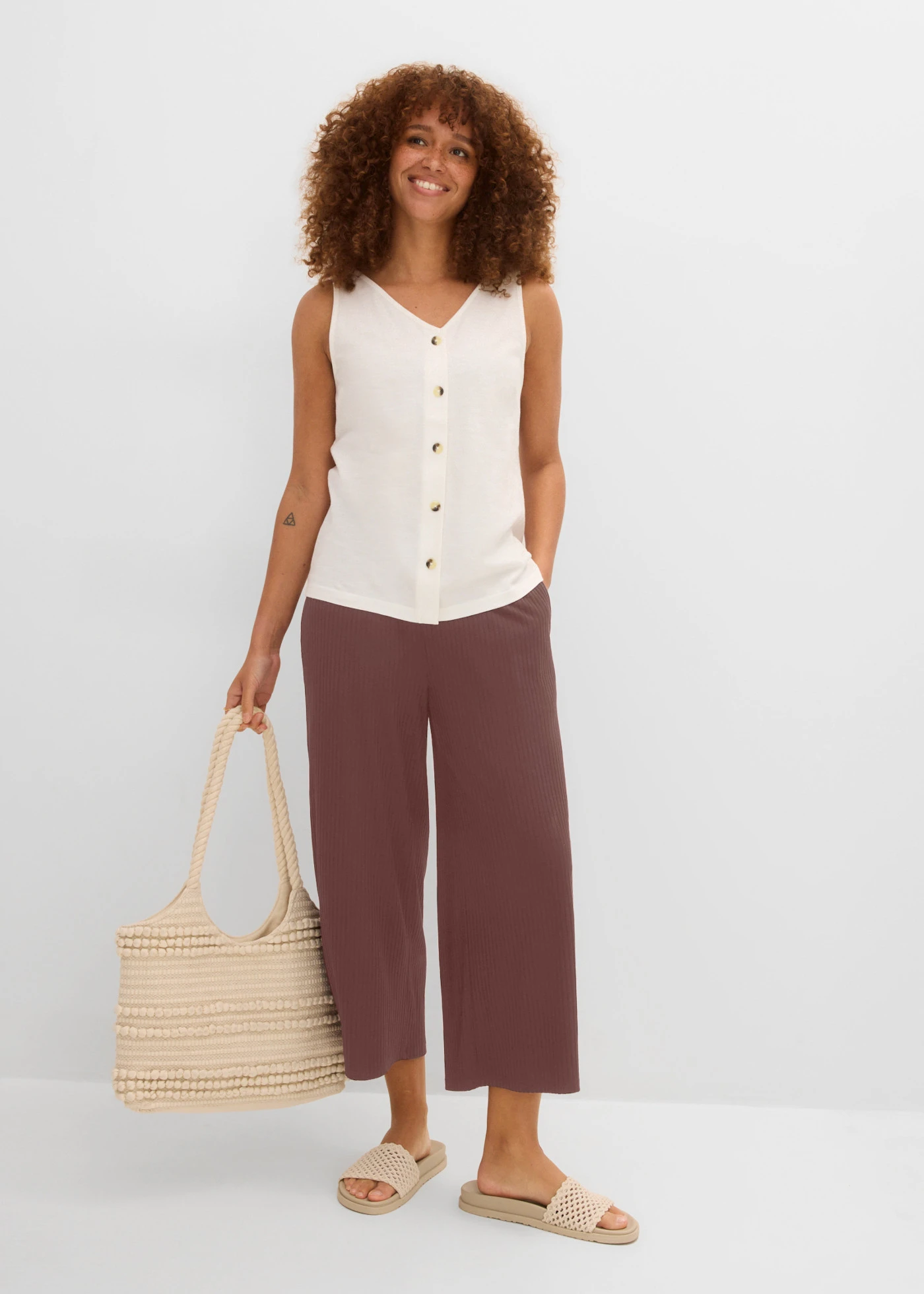 Stoffen shopper met gestructureerd patroon • crème • product-page.page-title-suffix