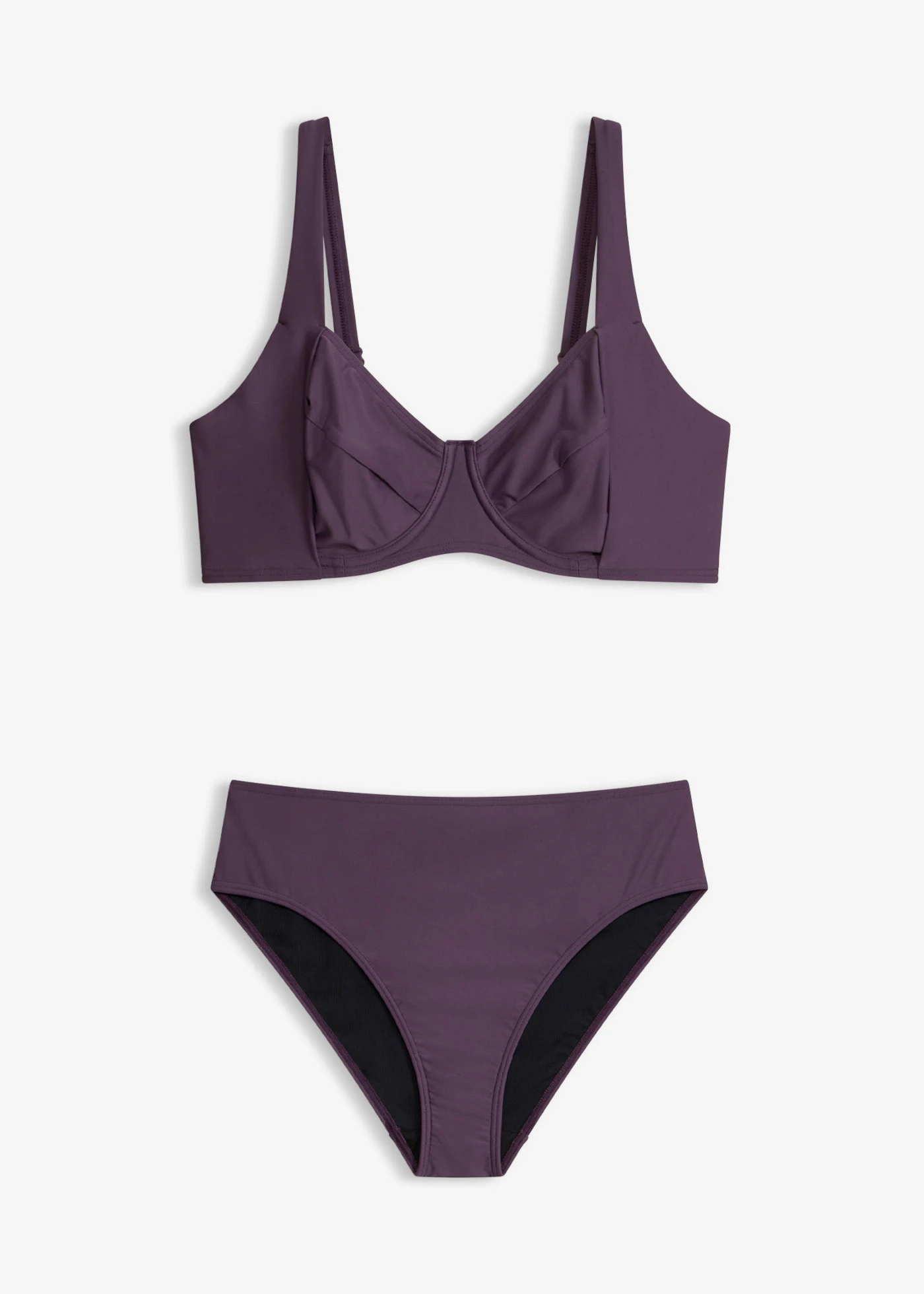 Bikini minimizer z figami z wysokim stanem lekko modelującymi sylwetkę (komplet 2-cz.) • śliwkowy • sklep bonprix