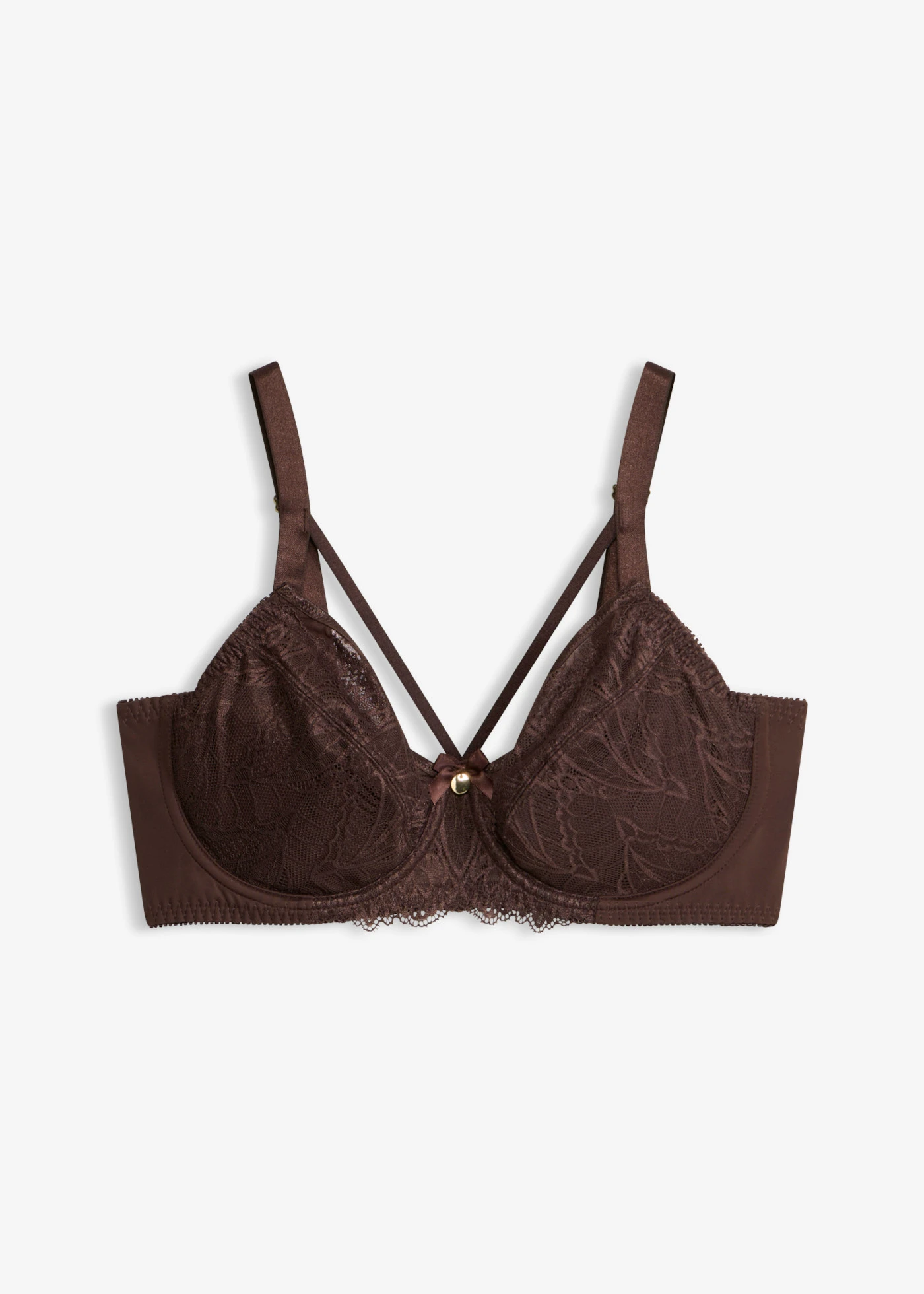 Sutien minimizer cu dantelă fină • maro închis • magazin bonprix