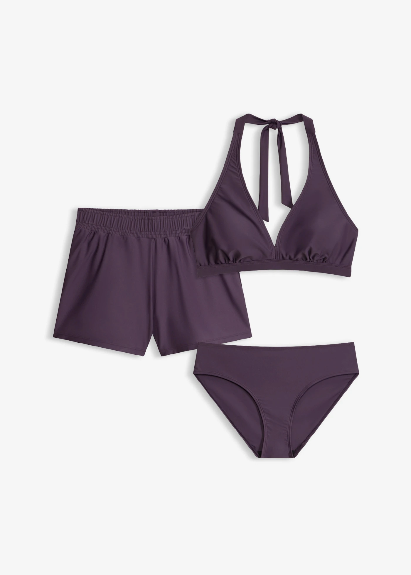 Costum de baie cu slip și pantaloni scurți (set/3piese) • mov-prună • magazin bonprix