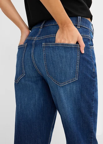 Mom-farmer High Waist • sötétkék denim, használt hatású • bonprix áruház