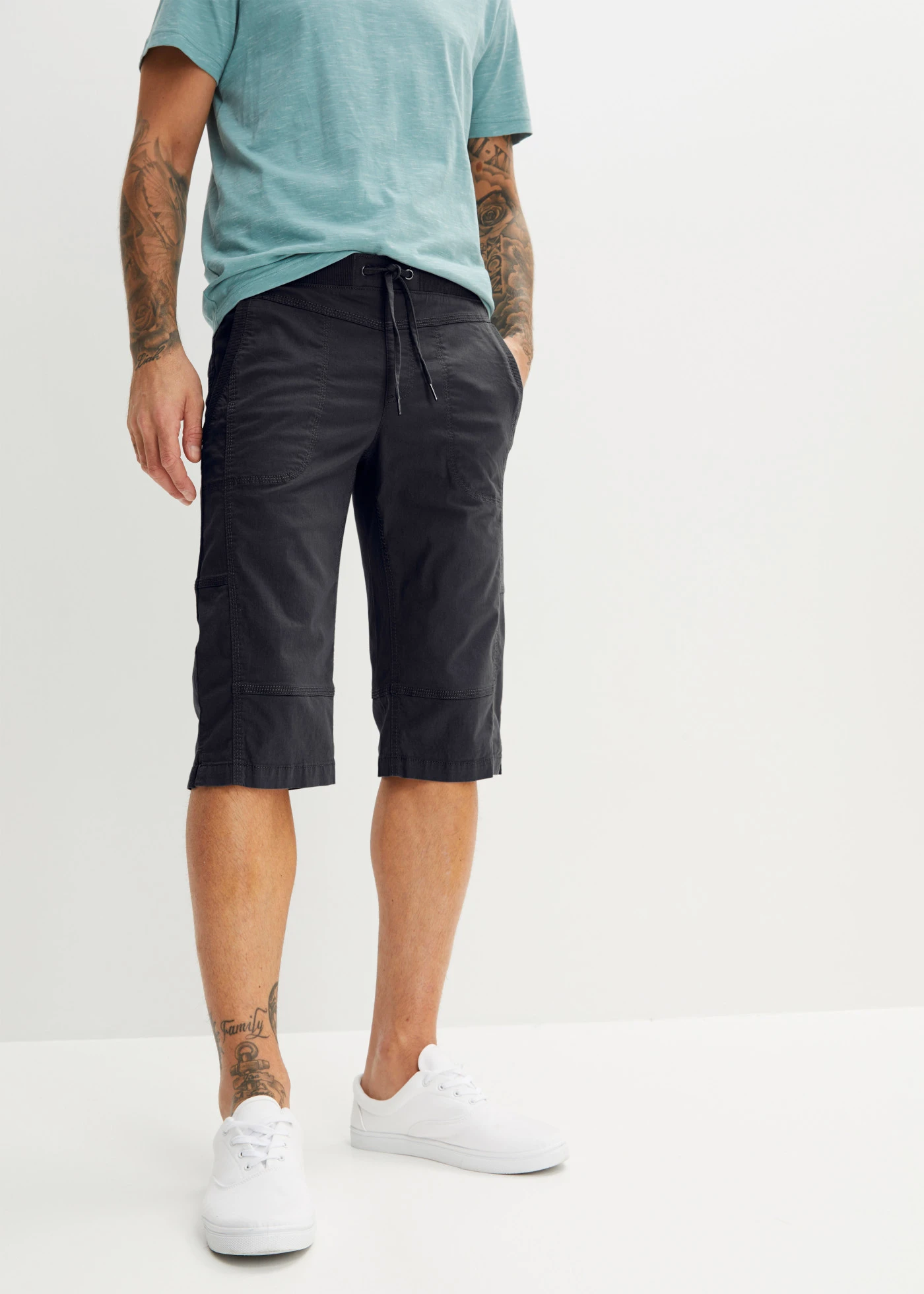 Bermude lungi cu talie elastică, Regular Fit • antracit închis • magazin bonprix