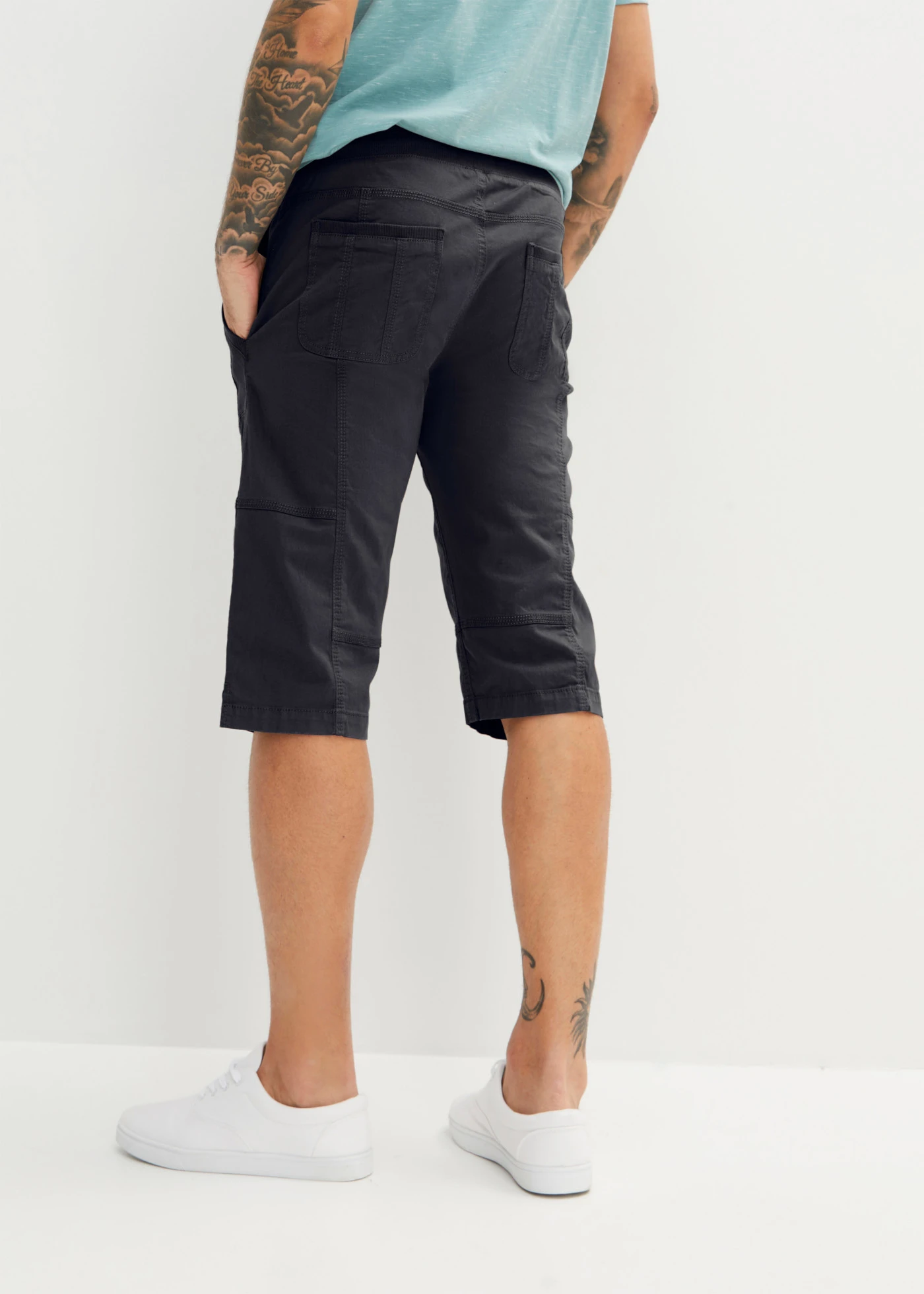 Lange bermuda met elastische band, regular fit • donkerantraciet • bonprix online shop