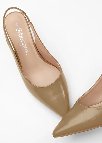 Pantofi slingpumps cu toc îngust • bej-camel mat • magazin bonprix