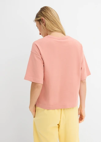 Boxy shirt van zwaar biologisch katoen, Kleur: poederbruin