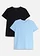 Sportshirt van katoen, sneldrogend (set van 2), Kleur: zwart+lichtblauw