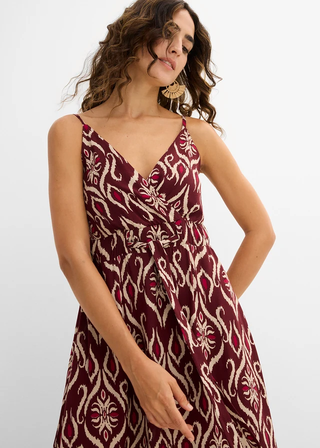 Robe longue en viscose fluide • rouge érable imprimé • product-page.page-title-suffix